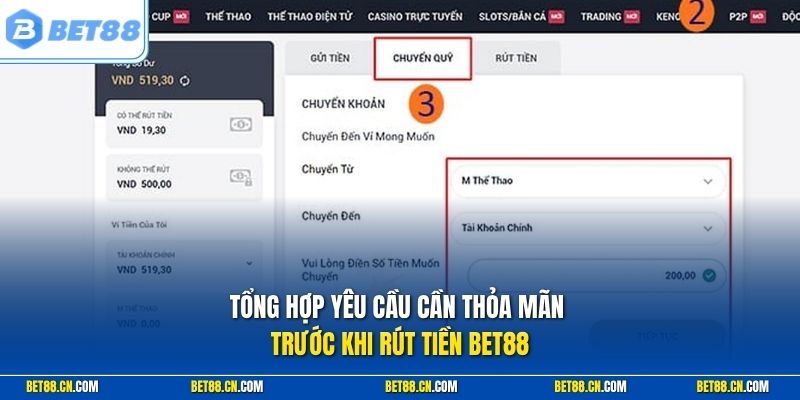 Điều kiện rút tiền Bet88